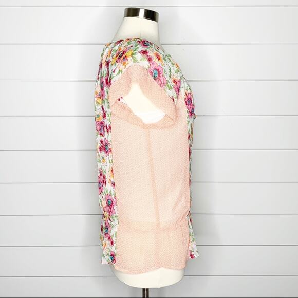 Daniel Rainn Crochet Floral Peplum Top Pink Green Yellow Small - Picture 5 of 8